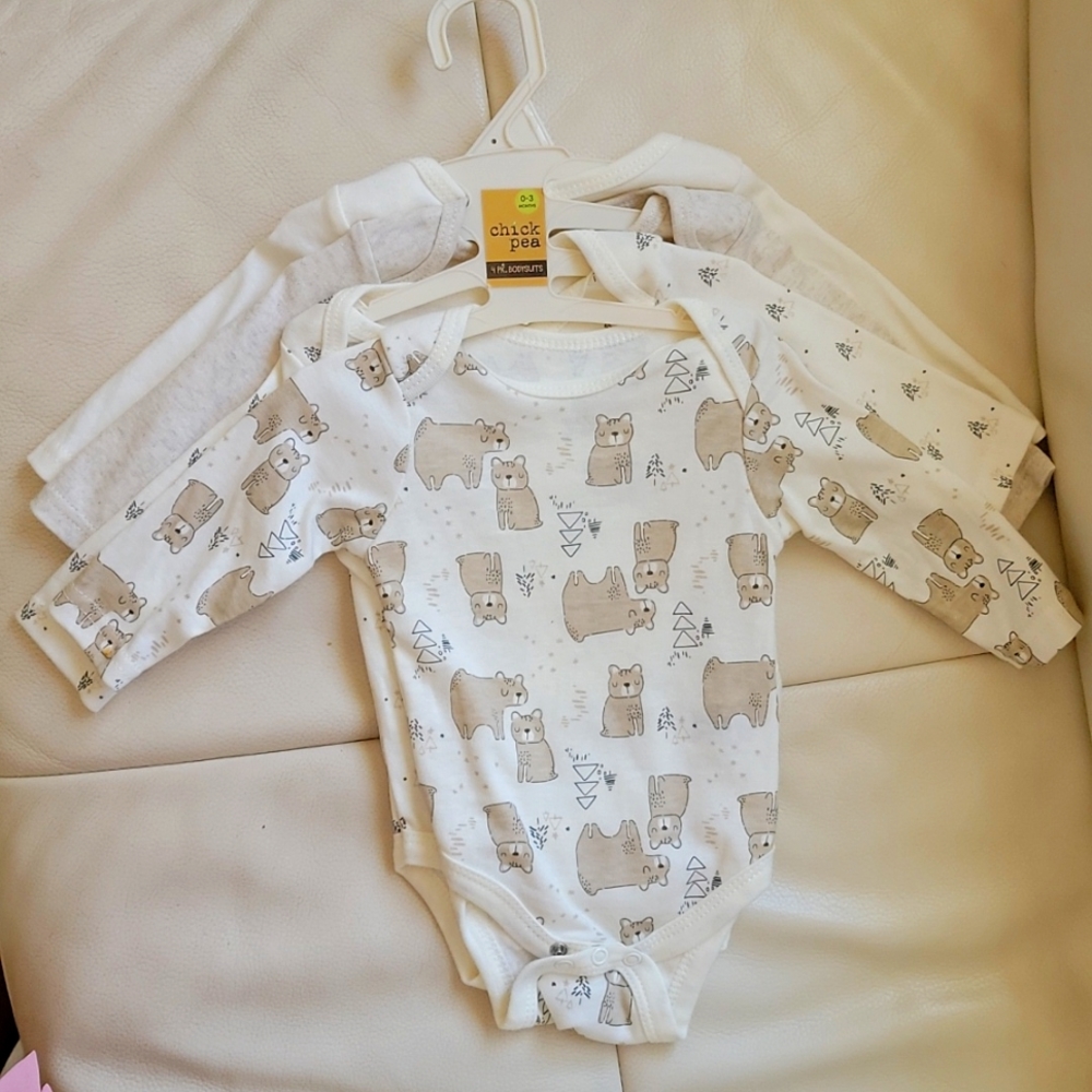 Chick Pea 0-3M unisex, 4 Pack Bodysuit